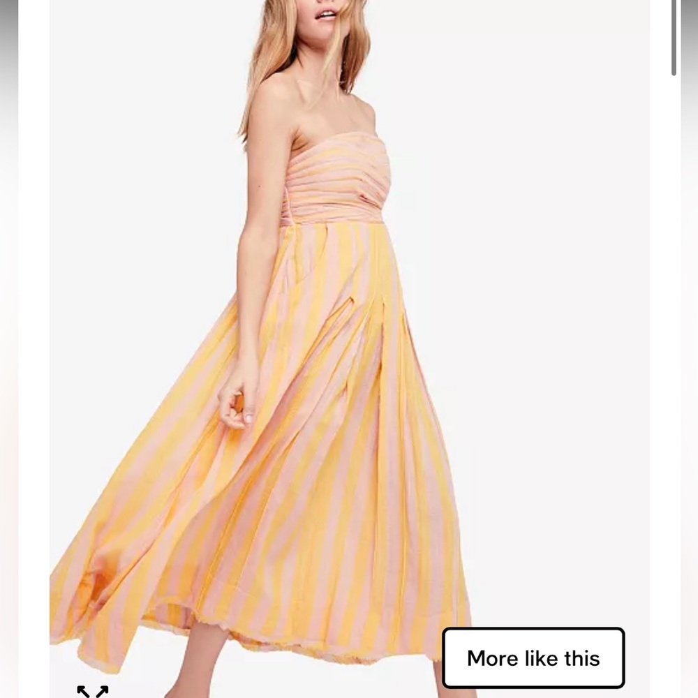 Free People Stripe Me Up Cotton Strapless Midi Dress